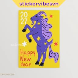 Tranh dán tường fomex, 2027,Goat, New Year, sẵn keo dán 2 mặt, nhận in theo yêu cầu. 1