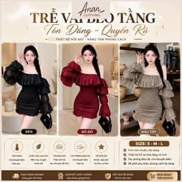 Váy Trễ Vai Tay Dài Bèo Tầng Chun Nhún Ôm Dáng Hottrend Anan.clothing4 1