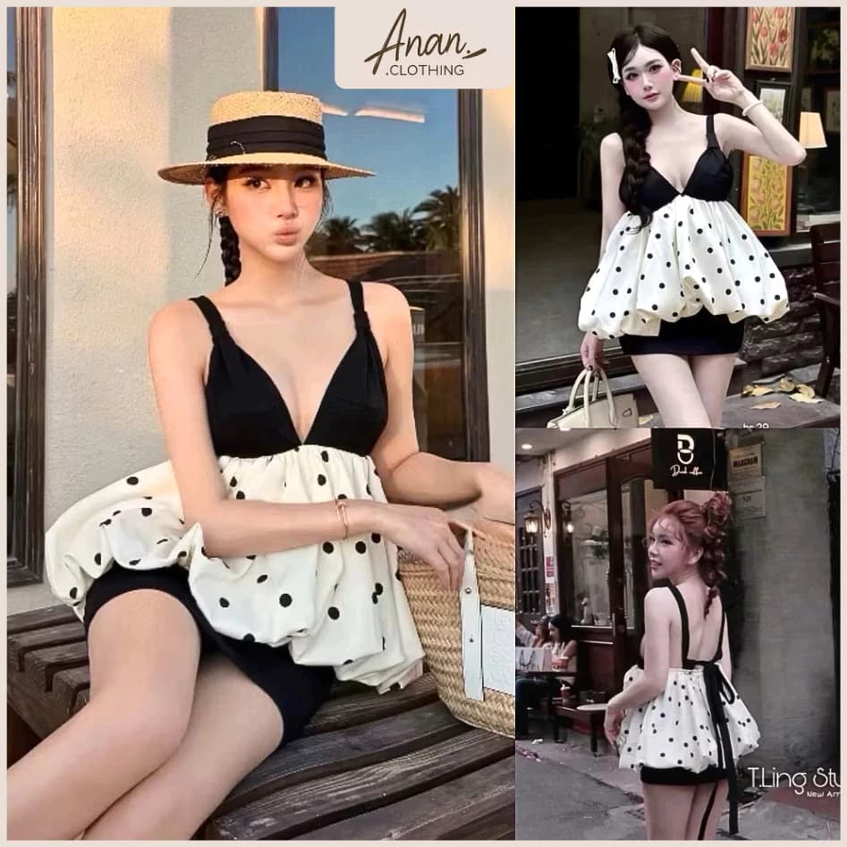 Áo 2 Dây Peplum Chấm Bi Nữ Quyến Rũ – Áo Xòe Che Bụng Phong Cách Tiểu Thư Sang Chảnh ananclothing.4