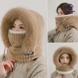 Mũ Len Nam Nữ Kèm Khăn Quàng Cổ Và Khẩu Trang Lót Nỉ Thời Trang Giữ Ấm Chống Lạnh 🍀🍀🍀 QM-STORE 3