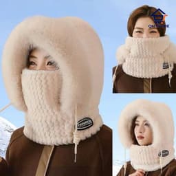 Mũ Len Nam Nữ Kèm Khăn Quàng Cổ Và Khẩu Trang Lót Nỉ Thời Trang Giữ Ấm Chống Lạnh 🍀🍀🍀 QM-STORE 4