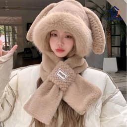 Mũ Len Tai Thỏ 2in1 Chất Liệu Lông Mềm Mại Dày Dặn Giữ Nhiệt, Phong Cách Thời Trang 🍀🍀🍀 QM-STORE 1