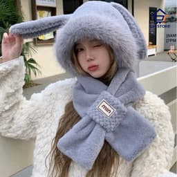 Mũ Len Tai Thỏ 2in1 Chất Liệu Lông Mềm Mại Dày Dặn Giữ Nhiệt, Phong Cách Thời Trang 🍀🍀🍀 QM-STORE 4