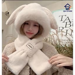 Mũ Len Tai Thỏ 2in1 Chất Liệu Lông Mềm Mại Dày Dặn Giữ Nhiệt, Phong Cách Thời Trang 🍀🍀🍀 QM-STORE 7