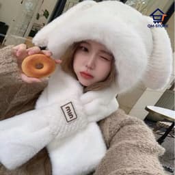Mũ Len Tai Thỏ 2in1 Chất Liệu Lông Mềm Mại Dày Dặn Giữ Nhiệt, Phong Cách Thời Trang 🍀🍀🍀 QM-STORE 9