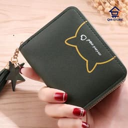 ví đựng tiền nữ,Ví mini cầm tay "Mini Cat" nút tua rua (trung trang) QM-STORE 1