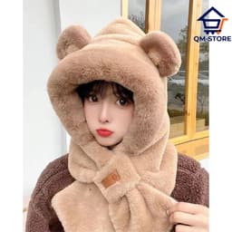M30 Mũ Lông Tai Gấu Kèm Khăn Quàng Cổ Sang Trọng Dễ Thương Ấm Áp Cho Mùa Đông QM-STORE 5