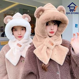 M30 Mũ Lông Tai Gấu Kèm Khăn Quàng Cổ Sang Trọng Dễ Thương Ấm Áp Cho Mùa Đông QM-STORE 6