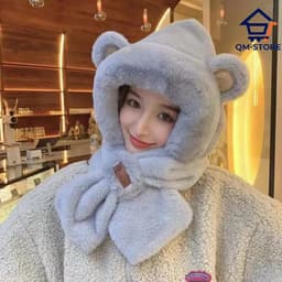 M30 Mũ Lông Tai Gấu Kèm Khăn Quàng Cổ Sang Trọng Dễ Thương Ấm Áp Cho Mùa Đông QM-STORE 8