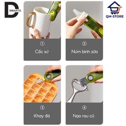 Cọ vệ sinh đa năng, dụng cụ vệ sinh cốc, bình sữa, bình nước xoay 360, 3 đầu chức năng QM-STORE 5