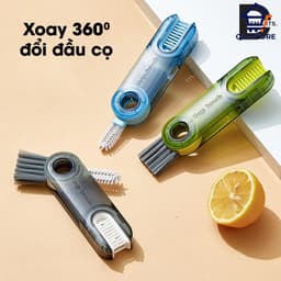 Cọ vệ sinh đa năng, dụng cụ vệ sinh cốc, bình sữa, bình nước xoay 360, 3 đầu chức năng QM-STORE 3