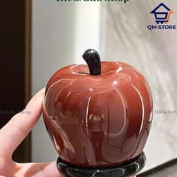 Hộp đựng tăm hình quả táo quả lê tráng men sáng bóng có nắp đặt bàn decor phòng khách QM-STORE 3