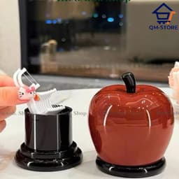 Hộp đựng tăm hình quả táo quả lê tráng men sáng bóng có nắp đặt bàn decor phòng khách QM-STORE 4