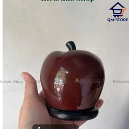 Hộp đựng tăm hình quả táo quả lê tráng men sáng bóng có nắp đặt bàn decor phòng khách QM-STORE 6