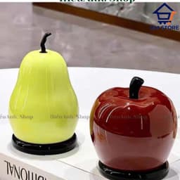 Hộp đựng tăm hình quả táo quả lê tráng men sáng bóng có nắp đặt bàn decor phòng khách QM-STORE 2