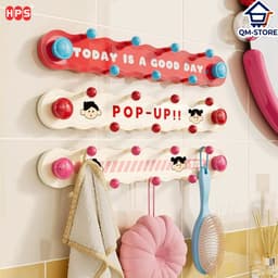 Thanh móc treo cốc hút họa tiết dễ thương, Móc hút chân không pop up treo đồ nhà tắm, đồ bếp, chìa khóa QM-STORE 3