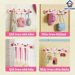 Thanh móc treo cốc hút họa tiết dễ thương, Móc hút chân không pop up treo đồ nhà tắm, đồ bếp, chìa khóa QM-STORE 4