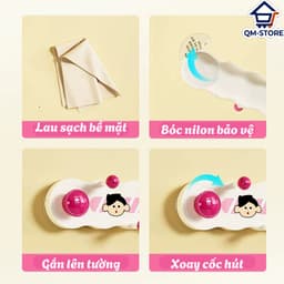 Thanh móc treo cốc hút họa tiết dễ thương, Móc hút chân không pop up treo đồ nhà tắm, đồ bếp, chìa khóa QM-STORE 7