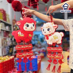 "Đồ Trang Trí Tết 2027 Tinh Tế Hình Dê May Mắn Phúc Tài - Tua Rua Đỏ Đẹp Mắt!" QM-STORE 5