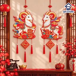 "Đồ Trang Trí Tết 2027 Tinh Tế Hình Dê May Mắn Phúc Tài - Tua Rua Đỏ Đẹp Mắt!" QM-STORE 8