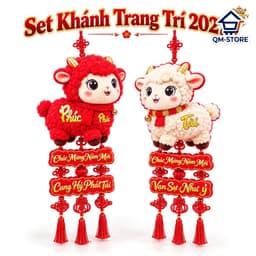 "Đồ Trang Trí Tết 2027 Tinh Tế Hình Dê May Mắn Phúc Tài - Tua Rua Đỏ Đẹp Mắt!" QM-STORE 1