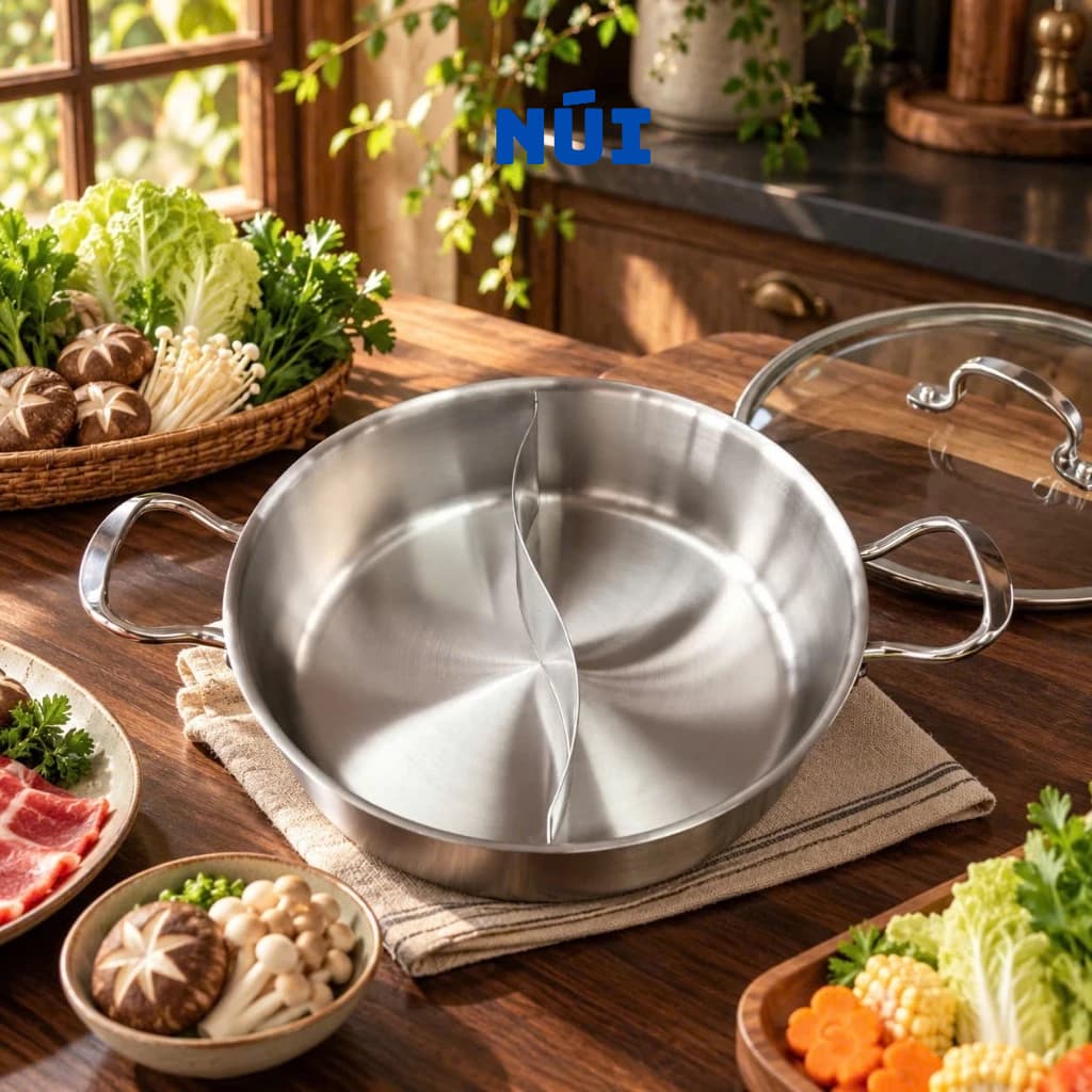 Nồi Lẩu 2 Ngăn CHOCKMEN Size 30cm Inox 18/10 Liền khối 3 lớp Cao Cấp C310 – Model CKM-ZY30HPD, Nồi Lẩu 2 Vị Tiện Lợi
