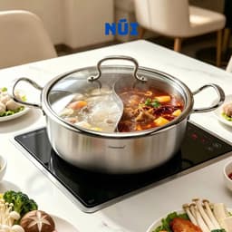 Nồi Lẩu 2 Ngăn CHOCKMEN Size 30cm Inox 18/10 Liền khối 3 lớp Cao Cấp C310 – Model CKM-ZY30HPD, Nồi Lẩu 2 Vị Tiện Lợi 5