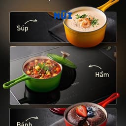 Nồi Quánh Gang GKOCH SP14A Size 14cm, Phủ Men Gốm Ceramic, Nấu Cháo Súp Làm Sốt Kho, Phù hợp mọi loại bếp 6