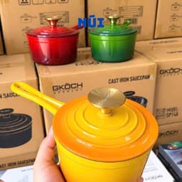 Nồi Quánh Gang GKOCH SP14A Size 14cm, Phủ Men Gốm Ceramic, Nấu Cháo Súp Làm Sốt Kho, Phù hợp mọi loại bếp 8