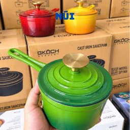 Nồi Quánh Gang GKOCH SP14A Size 14cm, Phủ Men Gốm Ceramic, Nấu Cháo Súp Làm Sốt Kho, Phù hợp mọi loại bếp 9