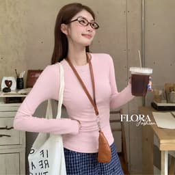 [MÀU MỚI] Áo Thun TAY DÀI CỔ TRÒN DÁNG DÀI Thun Borip Lụa DD116, Áo Thun Nữ Kiểu Trơn Ôm Body Flo'ra 6