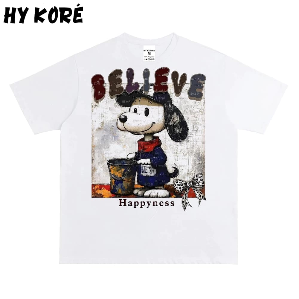 Áo Thun HY KORÉ Chó Believe 3078 Form Rộng Localbrand Oversize Unisex Vải Poly 100% Nam Nữ Mặc Đẹp