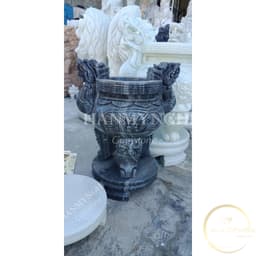 Lư hương chạm rồng cao 40 cm đá tự nhiên nguyên khối  3