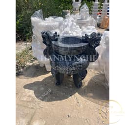 Lư hương chạm rồng cao 40 cm đá tự nhiên nguyên khối  4