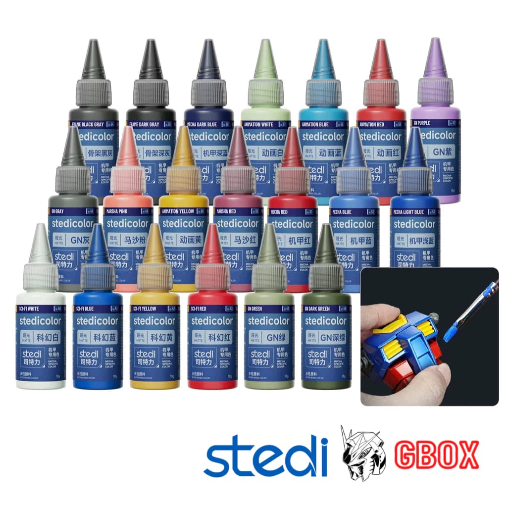 Sơn mô hình gốc nước Stedi water based cao cấp acrylic Mecha specific colors 18ml đủ màu model kit Gundam Matt MC40 MC60
