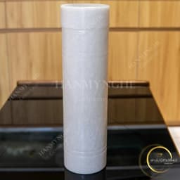 Lọ đựng nhang có nắp bằng đá trắng non nước tự nhiên nguyên khối  3