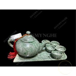Bộ ấm trà đá ngọc cẩm thạch type A kèm giấy kiểm định liulad  1