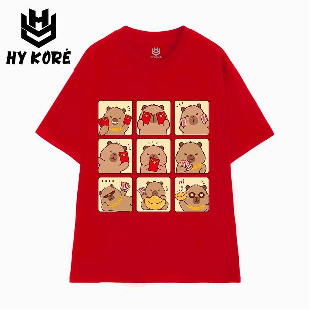 Áo Thun Tết Capybara HY KORÉ 3132 Nam Nữ Form Rộng Local brand Vải Cotton 100% Unisex Oversize