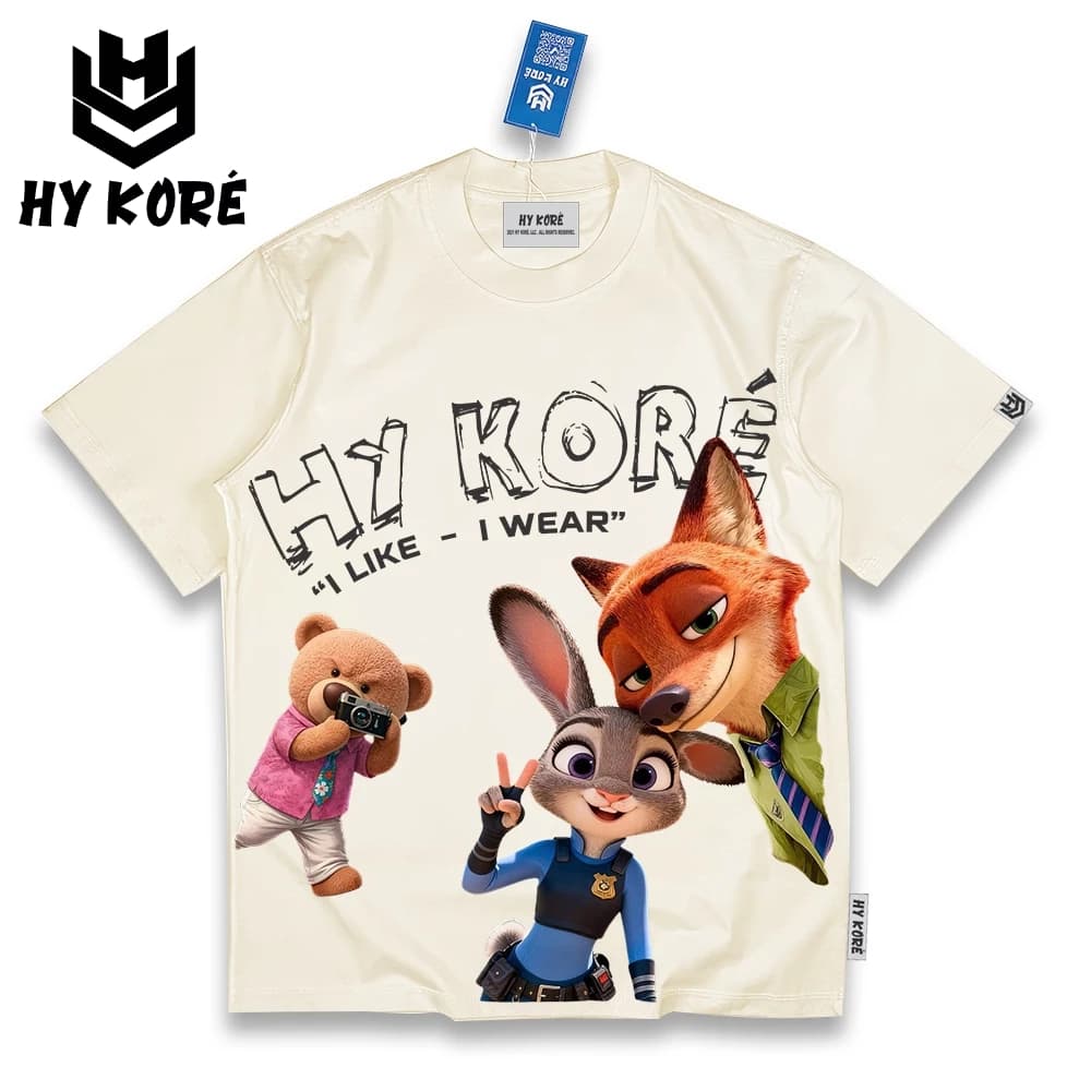 Áo Thun HY KORÉ Nick Và Judy I Like Wear 3101 Vải Cotton 100% Phom Rộng Oversize Unisex