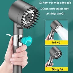 Vòi sen tăng áp 3 chế độ, đầu mɑssage silicon, chức năng 6 trong 1 nâng cao 1