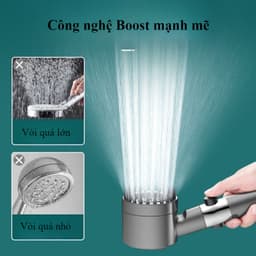 Vòi sen tăng áp 3 chế độ, đầu mɑssage silicon, chức năng 6 trong 1 nâng cao 5