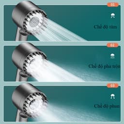 Vòi sen tăng áp 3 chế độ, đầu mɑssage silicon, chức năng 6 trong 1 nâng cao 7