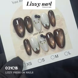 Lizzy Nail 021 | Nailbox Móng Úp Mèo Dễ Thương  | Set 10 Móng Giả Press On Nails Dự Tiệc, Đám Cưới, Kỷ Yếu 2