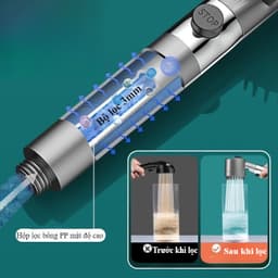 Vòi sen tăng áp 3 chế độ, đầu mɑssage silicon, chức năng 6 trong 1 nâng cao 4