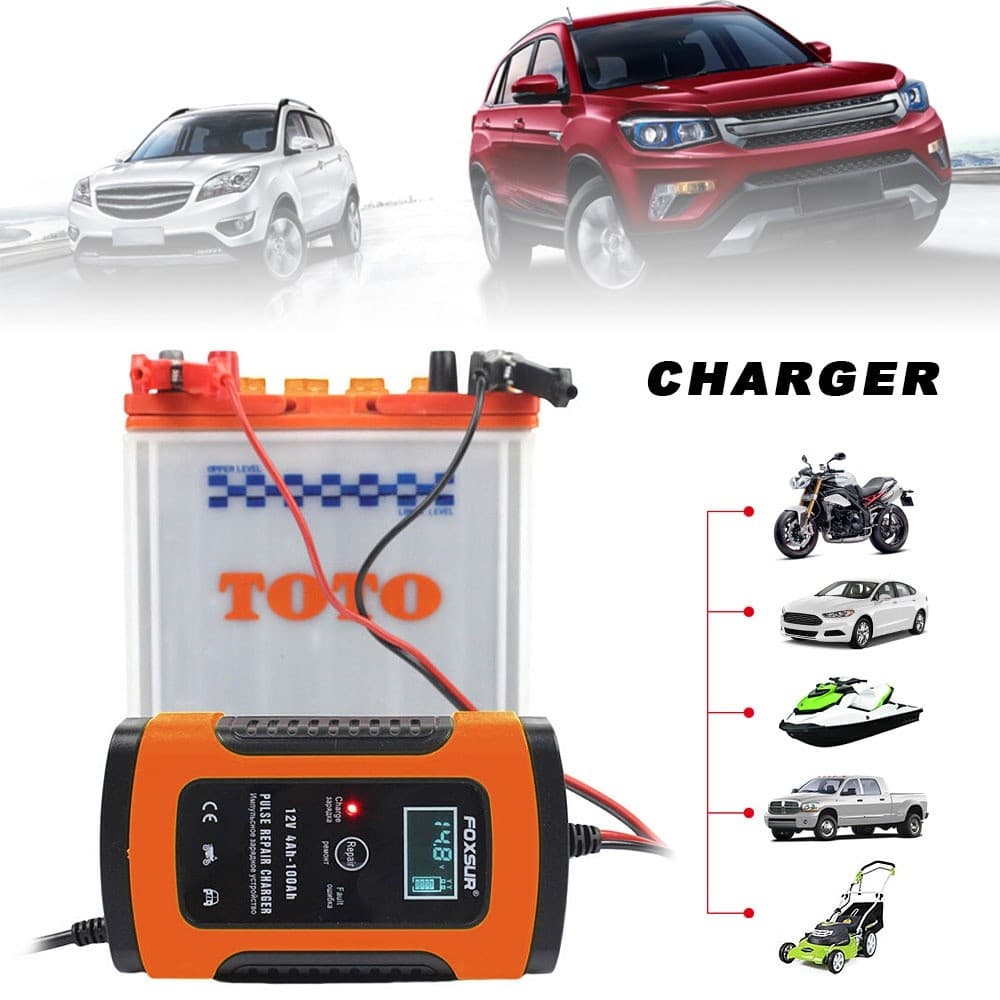 Sạc bình ắc quy ô tô xe máy FOXSUR 12V 100AH 5A hiệu quả khử sulfat và bảo vệ chống chai phồng