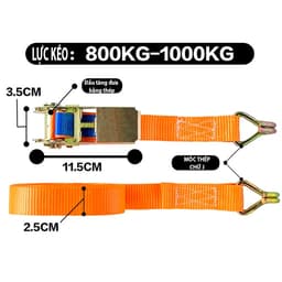 Dây chằng hàng xe máy tăng đơ 2.5cm, dài 2-5m, màu cam, chịu tải 800-1000kg, móc thép J chắc chắn. 2