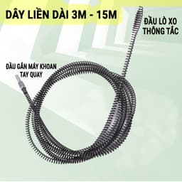 Dây liên dài 5m - 10m với đầu lò xo thông tắc và đầu gắn máy khoan tay quay 1