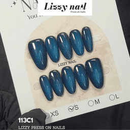 Lizzy Nail 113 | Nailbox Móng Úp Mắt Mèo Lá Ngọc | Set 10 Móng Giả Press On Nails Dự Tiệc, Đám Cưới, Kỷ Yếu 1