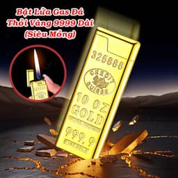 HCM Bật Lửa Gas Đá Hình Thỏi Vàng 9999 Dài Mỏng 3