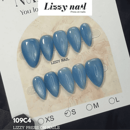 Lizzy Nail 109 | Nailbox Móng Úp Mắt Mèo Xanh Bầu Trời | Set 10 Móng Giả Press On Nails Dự Tiệc, Đám Cưới, Kỷ Yếu 4